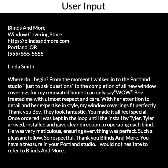 Customer Review Input